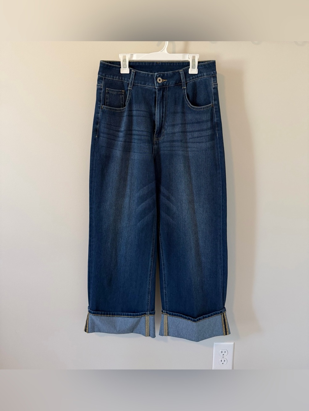 Halara Flex High Waisted Rolled Hem Wide Leg Jeans Stretchy Size Medium Petite